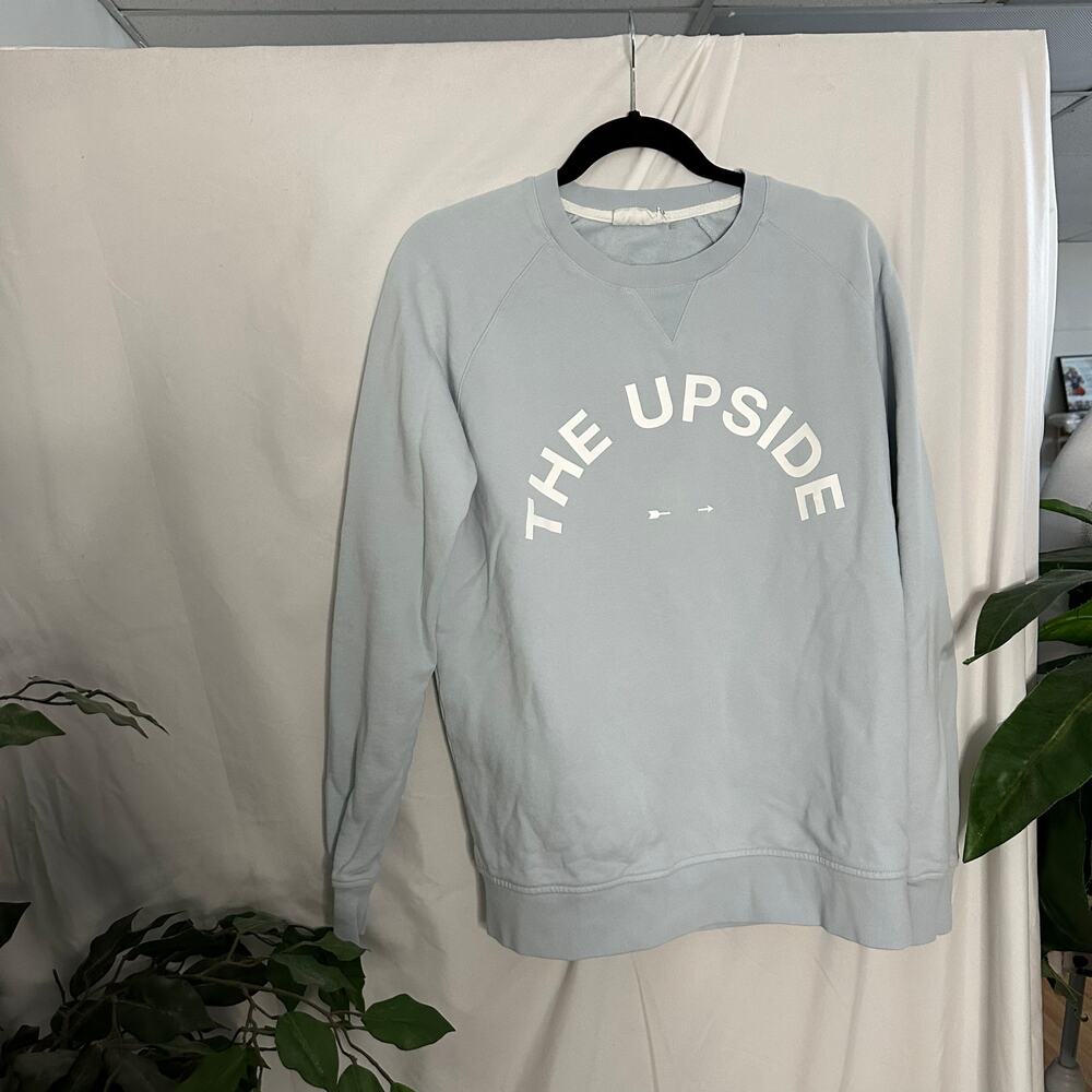 The Upside Newport Logo-Print Sweatshirt Light Blue Size Small